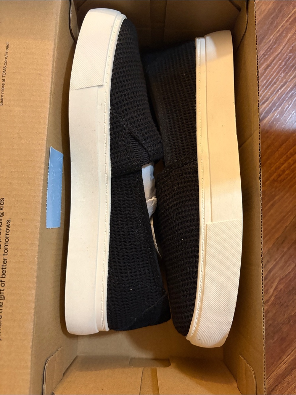 Toms Black Knit Slip-On Sneakers with White Platform